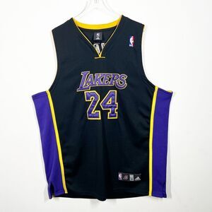NBA LA Lakers Kobe Bryant #24 Adidas Men's Size 3X Black Gold Applique Jersey